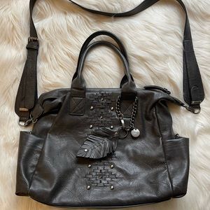 Steve Madden Silver Studded Dark Taupe Satchel